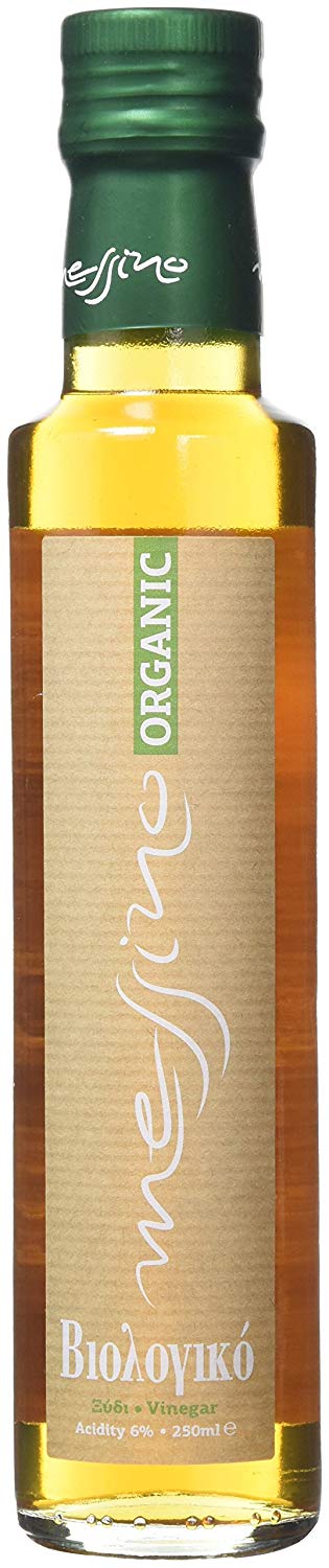 Front label of bottle of Messino Organic White Wine Vinegar