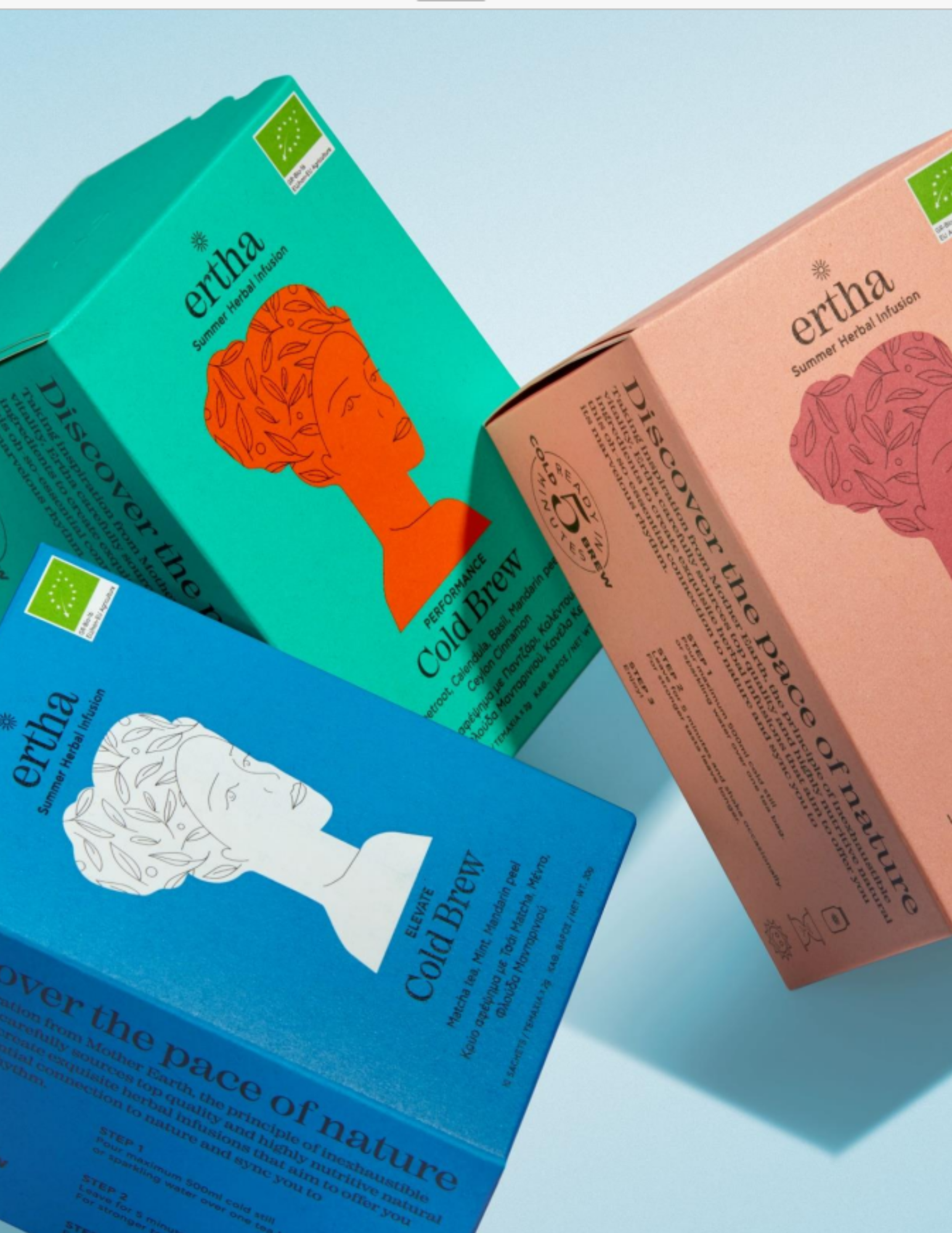 A collection of 3 different flavors of Ertha teas with 10 sachets each