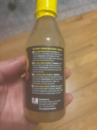 Back label for a bottle of Messino lemon balsamic glaze