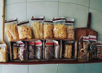 Assortment of pasta shapes and flavors from Mikinaion Gefsis