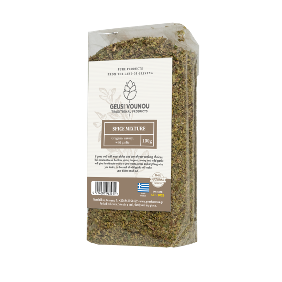 Geusi Vounou Wild Garlic Spice Mix – 100g | Premium Greek Herb Blend