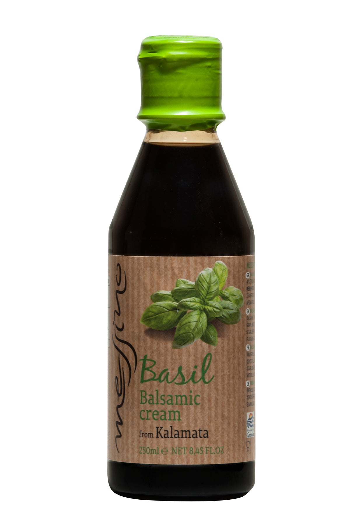Front label of bottle of Messino Balsamic Glaze with Basil