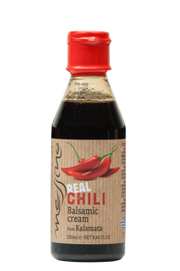 Front of bottle of Messino Balsamic Glaze with Chili