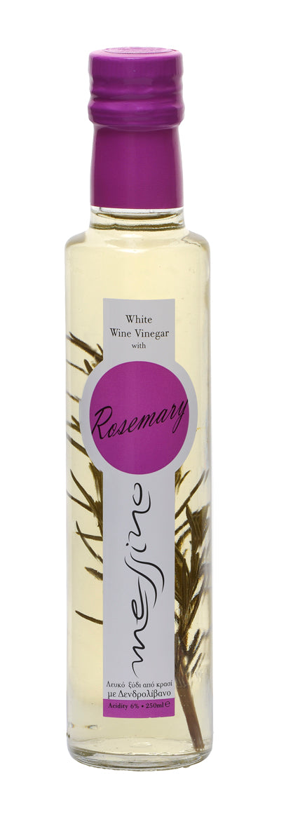 Front label of bottle of Messino White Wine Vinegar with Rosemary