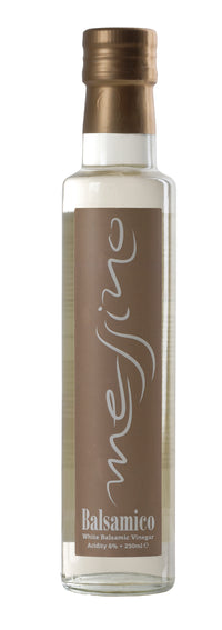 Front label of bottle of Messino White Balsamic Vinegar