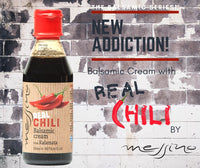 Front of bottle of Messino Balsamic Glaze with Chili