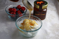 Oilladi thyme honey imported from the islands of Greece with yogurt and berries